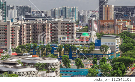 Singapore skyline with Victoria street and shopping mall aerial timelapse. Singapore skyline with Victoria street and shopping mall aerial timelapse. 112541105