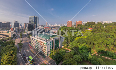Morning view over Old Hill Street Police Station historic building in Singapore timelapse. 112541405