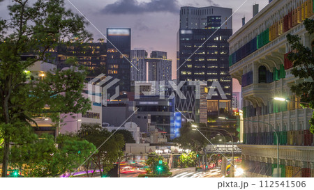 Old Hill Street Police Station historic building in Singapore day to night timelapse. Old Hill Street Police Station historic building in Singapore day to night timelapse. 112541506