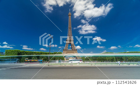 Eiffel Tower on Champs de Mars in Paris timelapse hyperlapse, France Eiffel Tower on Champs de Mars in Paris timelapse hyperlapse, France 112541626