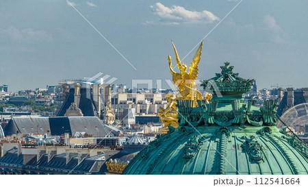 Top view of Palais or Opera Garnier The National Academy of Music timelapse in Paris, France. Top view of Palais or Opera Garnier The National Academy of Music timelapse in Paris, France. 112541664