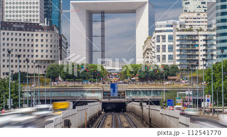Office buildings in modern part of Paris - La Defense timelapse. Paris, France 112541770