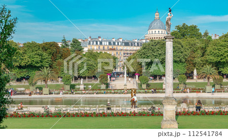 The beautiful view of the Luxembourg Gardens timelapse in Paris, France 112541784