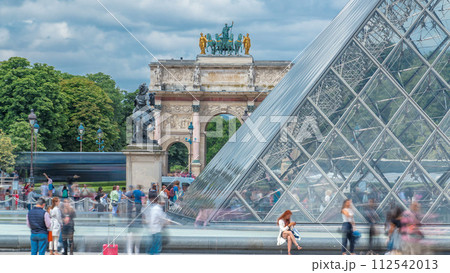 The Arc de Triomphe du Carrousel with reflections timelapse in Paris. 112542013