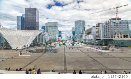 Skyscrapers of Defense timelapse hyperlapse modern business and financial district in Paris with highrise buildings Skyscrapers of Defense timelapse hyperlapse modern business and financial district in Paris with highrise buildings 112542169