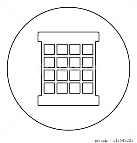 Prisoner window grid grate prison jail concept icon in circle round black color vector illustration image outline contour line thin style 112542228