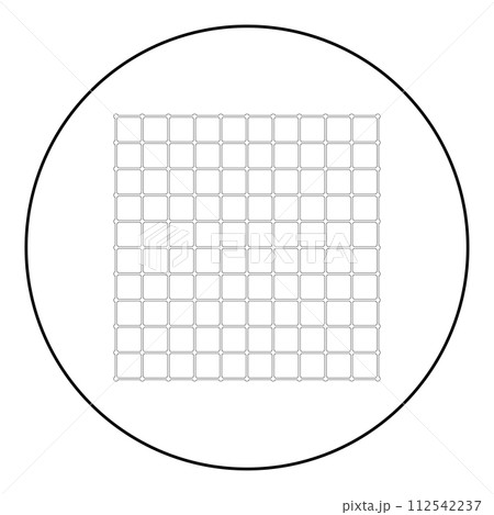 Square grid checkered icon in circle round black color vector illustration image outline contour line thin style 112542237