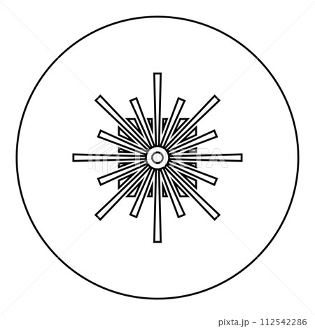 Optic connector port fiber cable laser beam icon in circle round black color vector illustration image outline contour line thin style 112542286