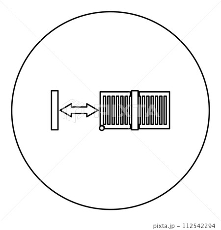 Sliding gates automatic lattice fence system entry enclosure icon in circle round black color vector illustration image outline contour line thin style 112542294