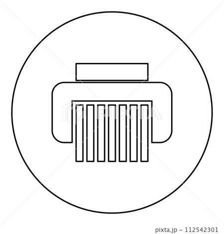 Paper shredder confidential paper grinder document office tools icon in circle round black color vector illustration image outline contour line thin style 112542301