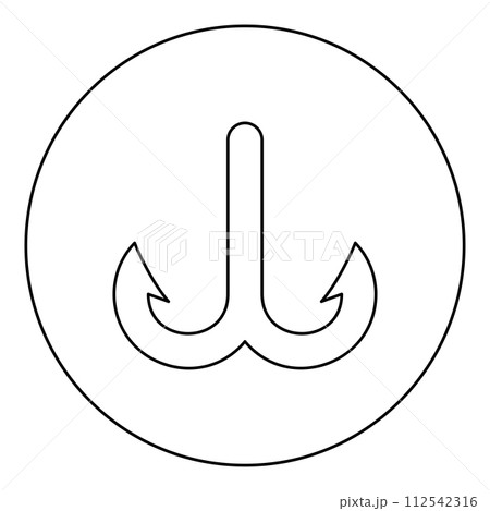 Fish hook anchor sea fishhook icon in circle round black color vector illustration image outline contour line thin style Fish hook anchor sea fishhook icon in circle round black color vector illustration image outline contour line thin style 112542316