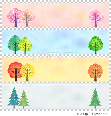四個季節樹水平背景插畫素材 112543368