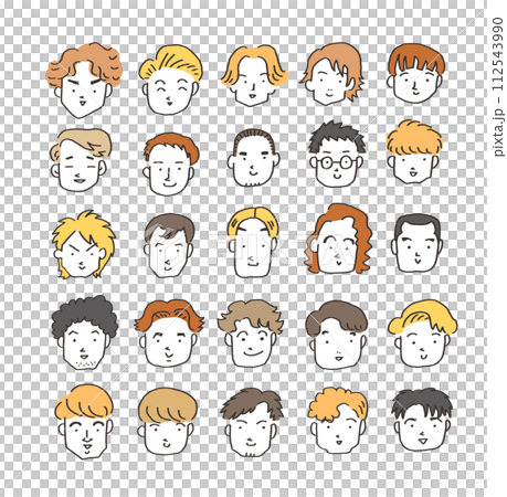 各種髮型的男士臉的簡單插圖集 各種髮型的男士臉的簡單插圖集 112543990