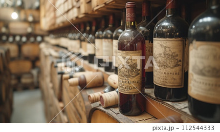 bottle of wine in a wine cellar 112544333