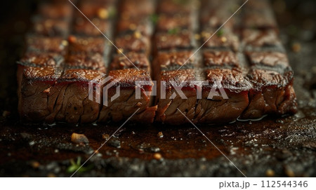 appetizing grilled steak closeup 112544346