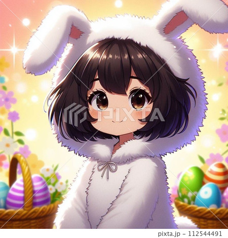 うさぎの着ぐるみを着た女の子シリーズ 112544491