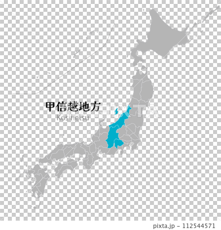 Koshinetsu region and each prefecture in the Koshinetsu region in the Japanese archipelago 112544571