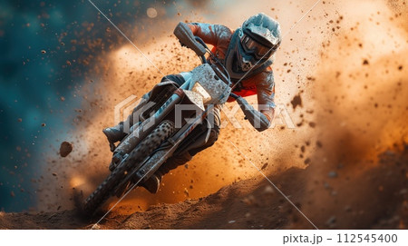 portrait of a sport motorcycle racer 112545400