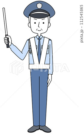 交通誘導　警備員（シニア男性）のイラスト 112545865