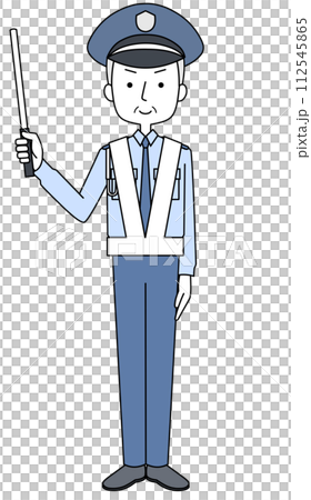 交通誘導　警備員（シニア男性）のイラスト 112545865