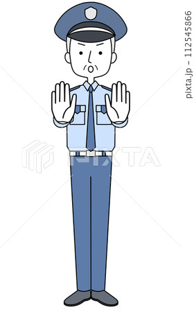 ストップ　警備員（シニア男性）のイラスト 112545866