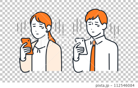 Simple vector illustration set material of young male and female office workers who received rejection notices 112546084