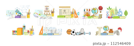 School Subject and Science Education Supply Composition Vector Set 112546409