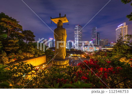 Spring at Bongeunsa Temple at night in the heart of Seoul, Gangnam District, South Korea Spring at Bongeunsa Temple at night in the heart of Seoul, Gangnam District, South Korea 112546753