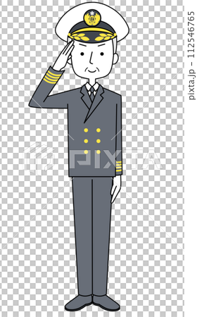 敬礼 海上自衛隊 幹部（冬制服）のイラストのイラスト素材 [112546765