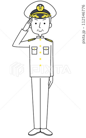 敬礼　海上自衛隊　幹部（夏制服）のイラスト 112546776