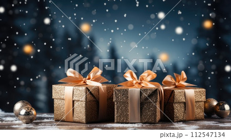 Christmas gift boxes. Generative AI 112547134