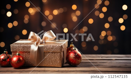 Gift boxes. Merry Christmas, Marry New Year, birthday. Generative AI 112547135