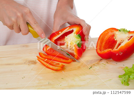 housewife preparing  paprika . 112547599