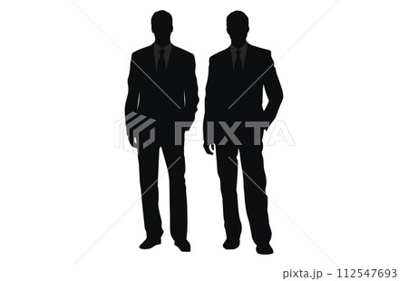 Silhouette Of Two business man Having A Discussion Pack, Two business man Silhouette 112547693
