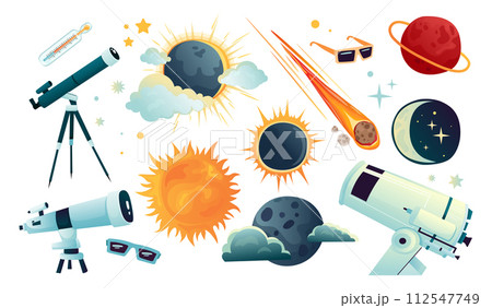 Set of space and solar eclipse. Set of space and solar eclipse. 112547749