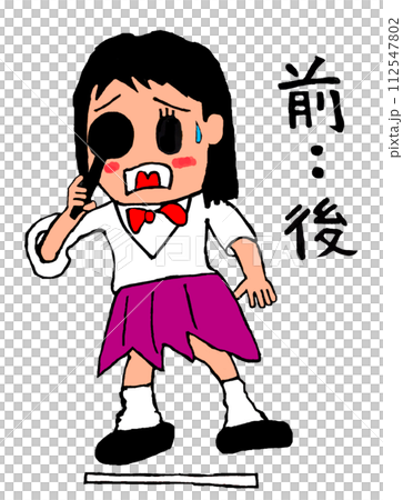 健康診断で視力検査をする女子高生(文字アリ) 健康診断で視力検査をする女子高生(文字アリ) 112547802