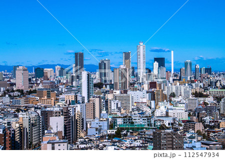 日本の東京都市景観 池袋副都心。サンシャイン60やタワーマンションなどを望む＝3月10日 112547934