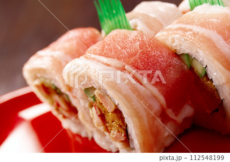 Sushi Roll with Bacon Sushi Roll with Bacon 112548199
