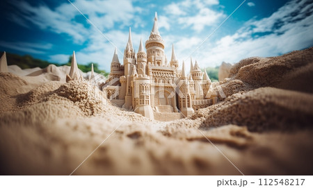 Crafting tranquil landscapes in artistic sand garden creation.AI Generated 112548217