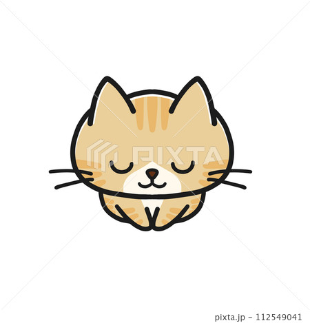 座ってお辞儀をするハチワレ茶トラ猫 112549041