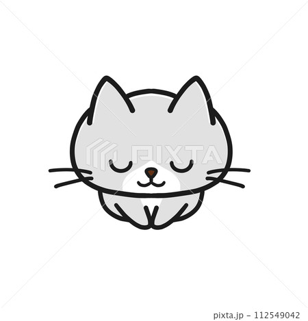 座ってお辞儀をするハチワレグレー猫 座ってお辞儀をするハチワレグレー猫 112549042