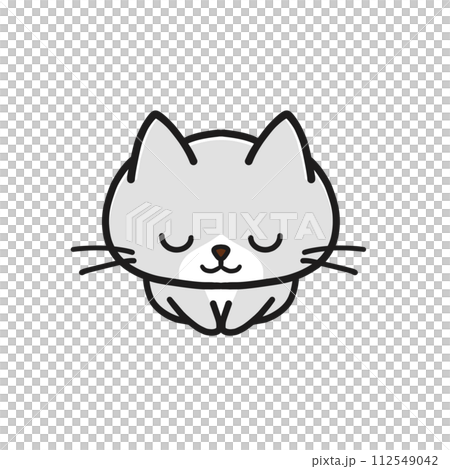 座ってお辞儀をするハチワレグレー猫 座ってお辞儀をするハチワレグレー猫 112549042