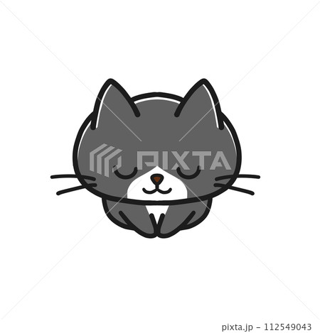 座ってお辞儀をするハチワレ黒猫 座ってお辞儀をするハチワレ黒猫 112549043