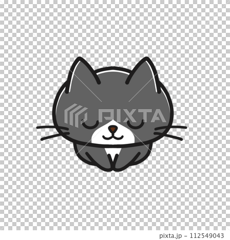 座ってお辞儀をするハチワレ黒猫 座ってお辞儀をするハチワレ黒猫 112549043