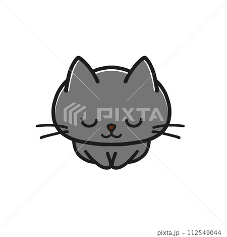 座ってお辞儀をする黒猫 座ってお辞儀をする黒猫 112549044