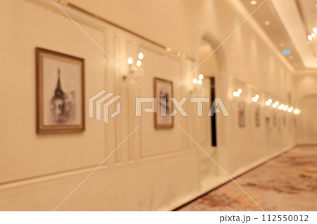 Blur, Abstract Blurred, unfocus, defocus image of modern corridor or hallway. Mystical interior of empty corridor. 112550012