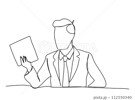 Man in business suit. One line drawing animation with alpha channel. 112550340