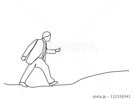 Man in business suit. One line drawing animation with alpha channel. 112550341