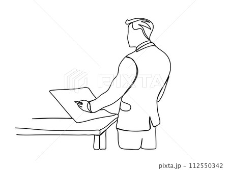 Man in business suit. One line drawing animation with alpha channel. 112550342