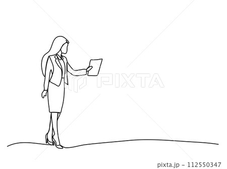 Woman in business suit. One line drawing animation with alpha channel. Woman in business suit. One line drawing animation with alpha channel. 112550347